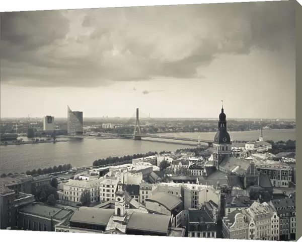 Latvia, Riga, Old Riga, elevated view of Dome Cathedral from St
