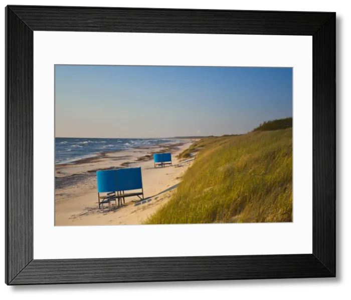 Framed Print : Lithuania, Western Lithuania, Curonian Spit, Pervalka, beach on the Baltic Sea, sunset