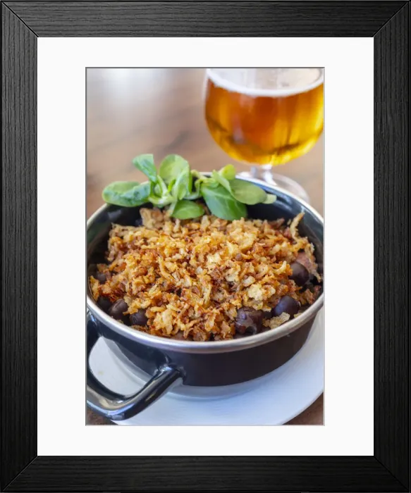 Framed Print : Grey Peas with Smoked Bacon and Fried Onions, Riga, Latvia, Northern Europe Framed Print : Grey Peas with Smoked Bacon and Fried Onions, Riga, Latvia, Northern Europe