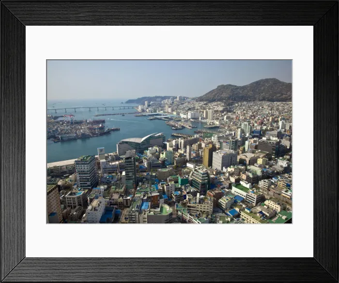 Framed Print : Korea, Gyeongsangnam-do, Busan, View of harbour and Jalgalchi fish market from Busan Framed Print : Korea, Gyeongsangnam-do, Busan, View of harbour and Jalgalchi fish market from Busan