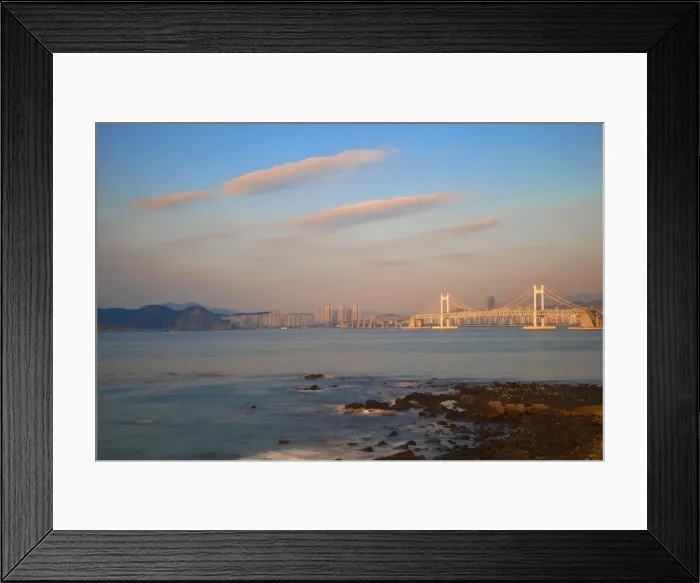 Framed Print : Korea, Gyeongsangnam-do, Busan, Haeundae, , View of Gwangan Bridge, - Diamond Bridge Framed Print : Korea, Gyeongsangnam-do, Busan, Haeundae, , View of Gwangan Bridge, - Diamond Bridge
