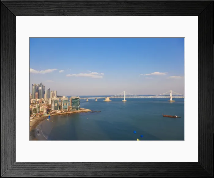 Framed Print : Korea, Gyeongsangnam-do, Busan, Gwangan - Gwangalli beach, View of Gwangan beach Framed Print : Korea, Gyeongsangnam-do, Busan, Gwangan - Gwangalli beach, View of Gwangan beach