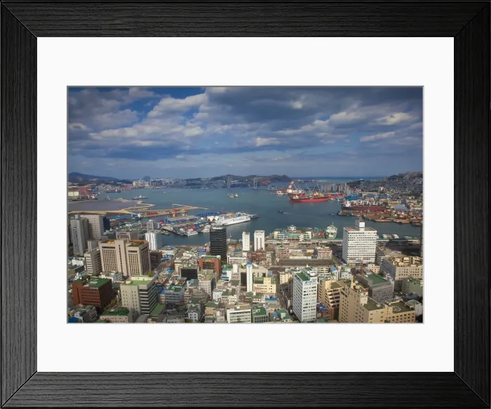 Framed Print : Korea, Gyeongsangnam-do, Busan, View of harbour from Busan Tower Framed Print : Korea, Gyeongsangnam-do, Busan, View of harbour from Busan Tower