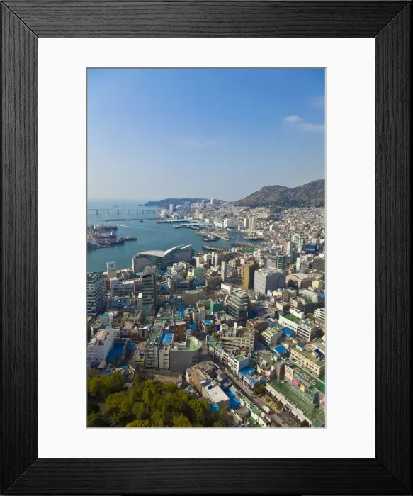 Framed Print : Korea, Gyeongsangnam-do, Busan, View of harbour and Jalgalchi fish market from Busan Framed Print : Korea, Gyeongsangnam-do, Busan, View of harbour and Jalgalchi fish market from Busan