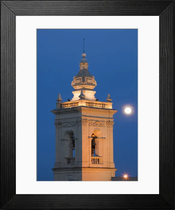 Framed Print : Malta, Gozo Island, Victoria-Rabat, Il-Kastell fortress, tower of Cathedral of