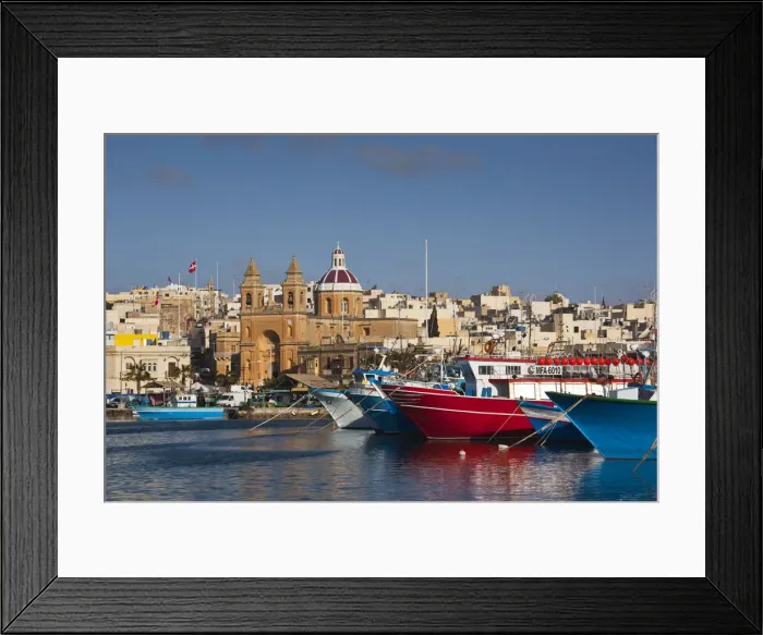 Framed Print : Malta, Southeast, Marsaxlokk, harbor and traditional Luzzu fishing boats Framed Print : Malta, Southeast, Marsaxlokk, harbor and traditional Luzzu fishing boats