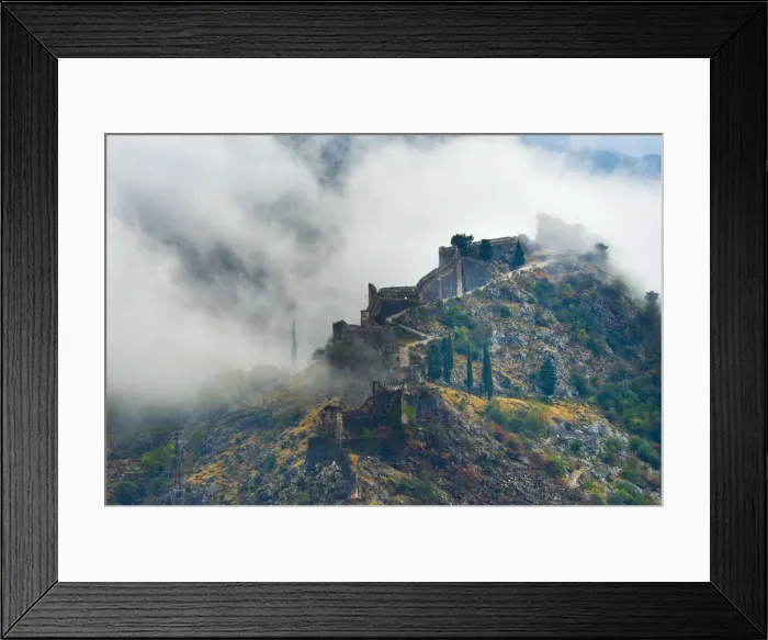 Framed Print : Montenegro, Bay of Kotor, Kotor, Old Town Fortifications