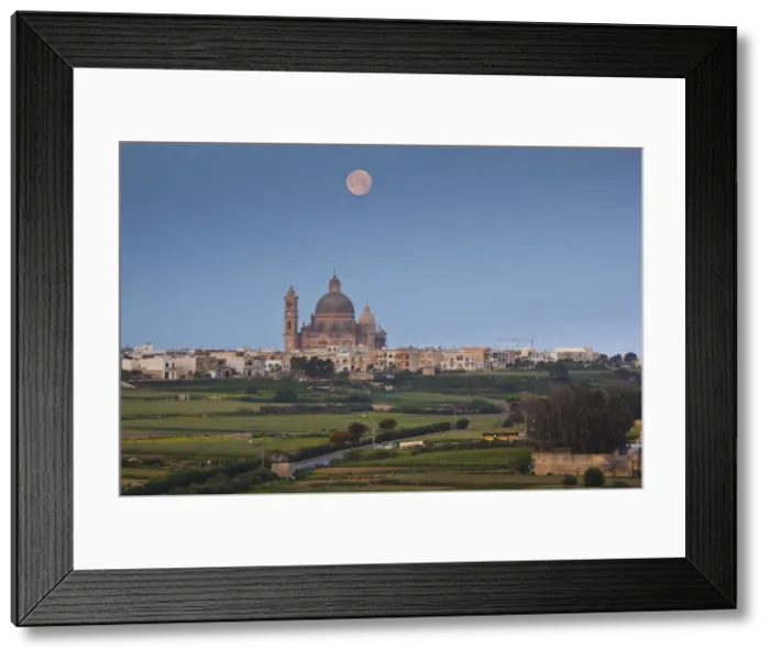 Framed Print : Malta, Gozo Island, Xewkija, the Rotunda Church with moonset Framed Print : Malta, Gozo Island, Xewkija, the Rotunda Church with moonset