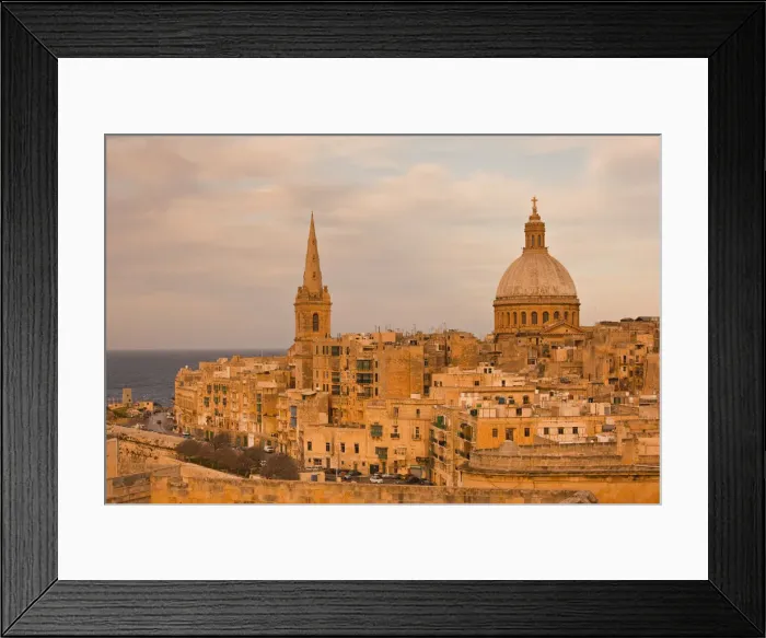 Framed Print : Malta, Valletta, St. Pauls Anglican Cathedral and Carmelite Church from St Framed Print : Malta, Valletta, St. Pauls Anglican Cathedral and Carmelite Church from St