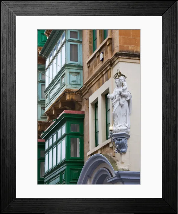 Framed Print : Malta, Valletta, detail of St. Paul Modern Buildings, b. 1908, Triq il-Punent, West Street