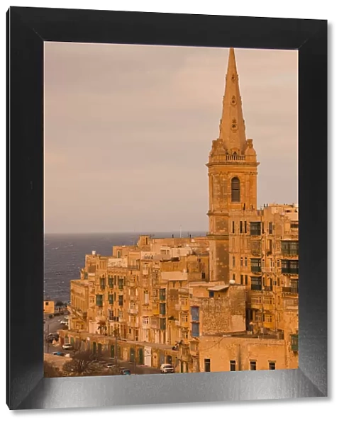 Malta, Valletta, St. Pauls Anglican Cathedral from St. Andrews Bastion