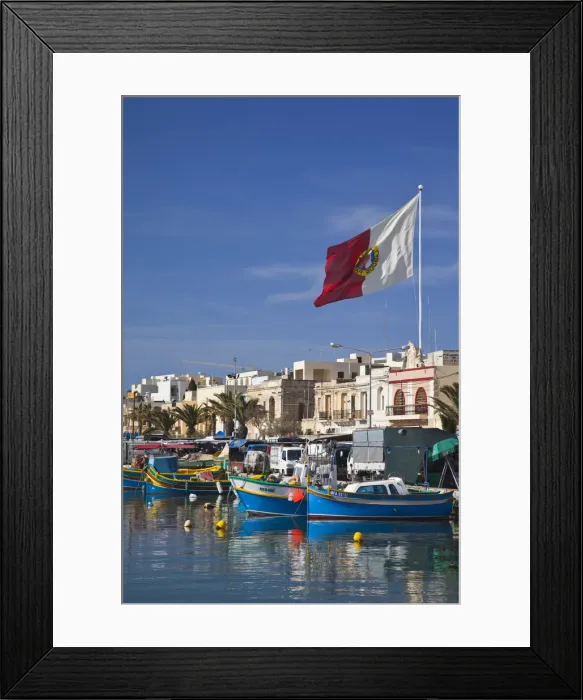 Framed Print : Malta, Southeast, Marsaxlokk, harbor and traditional Luzzu fishing boats Framed Print : Malta, Southeast, Marsaxlokk, harbor and traditional Luzzu fishing boats