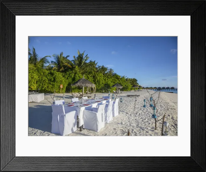Framed Print : Dining on the beachAnantara Dhigu resort, South Male Atoll, Maldives Framed Print : Dining on the beachAnantara Dhigu resort, South Male Atoll, Maldives