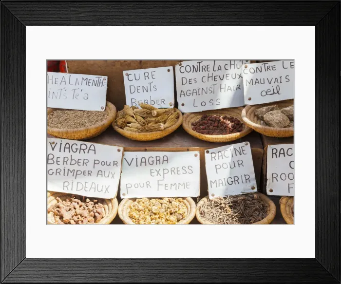 Framed Print : Natural viagra & herbal remedies, Essaouira, Morocco Framed Print : Natural viagra & herbal remedies, Essaouira, Morocco