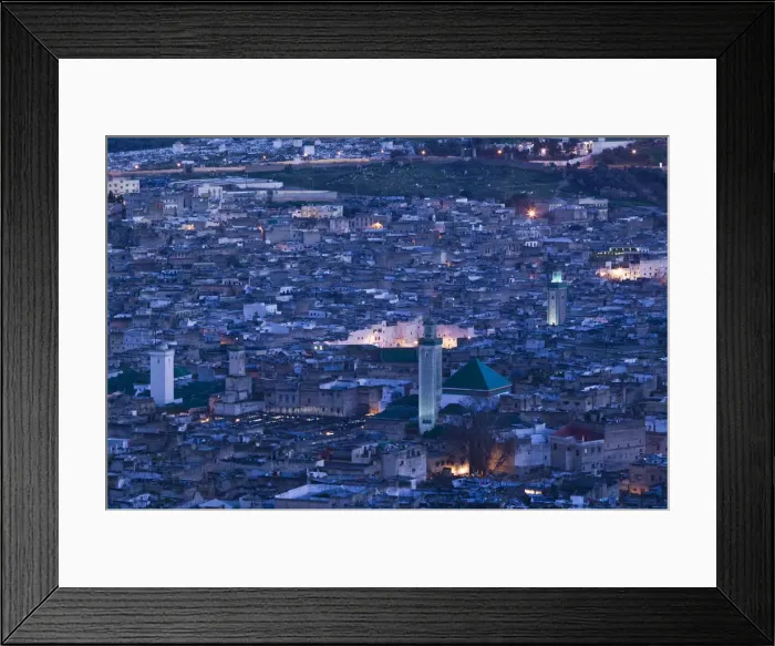 Framed Print : Morocco, Fes, Fes El-Bali (Old Fes), Evening View from the Merenid Tombs Framed Print : Morocco, Fes, Fes El-Bali (Old Fes), Evening View from the Merenid Tombs