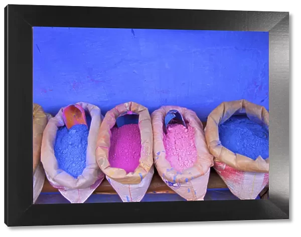 Bags Of Powdered Pigment To Make Paint, Chefchaouen, Morocco, North Africa