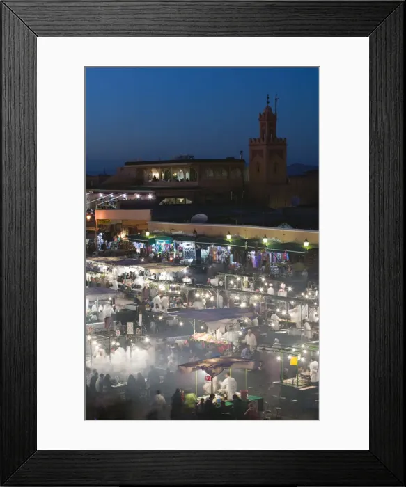Framed Print : Morocco, Marrakech, Djemma el-Fna Square Food Stands