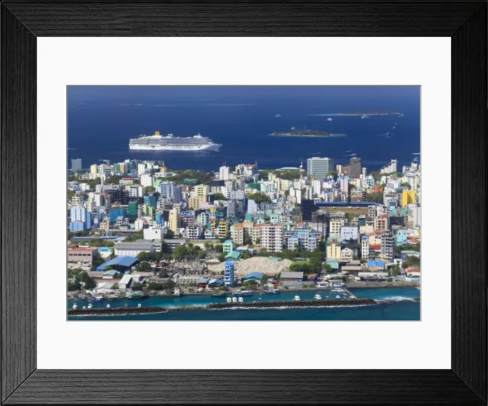 Framed Print : Maldives, Male Atoll, Aerial View of Male Town Framed Print : Maldives, Male Atoll, Aerial View of Male Town
