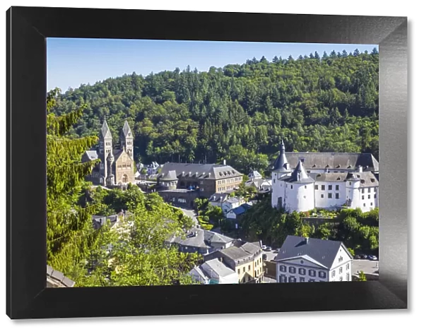 Luxembourg, Clervaux, View of Clervaux, looking towards Clervaux Castle and the