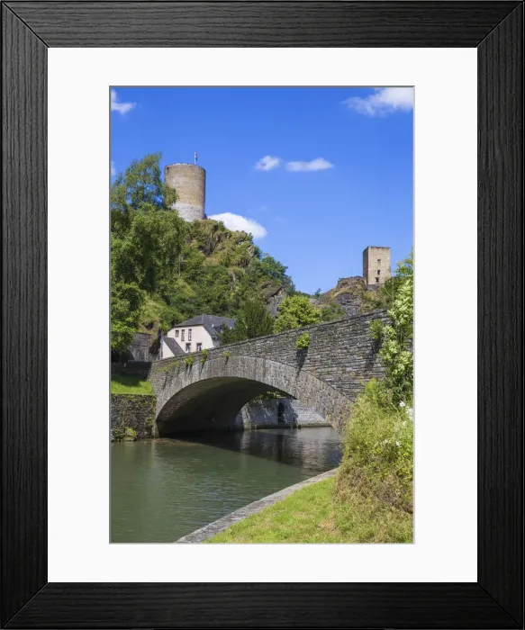 Framed Print : Luxembourg, Esch-sur-Sure, river Sure, Sure river and Castle Framed Print : Luxembourg, Esch-sur-Sure, river Sure, Sure river and Castle