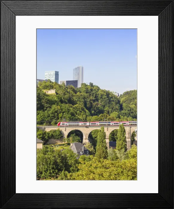 Framed Print : Luxembourg, Luxembourg City, View of Pfaffenthal train viaduct and Kirchberg plateau Framed Print : Luxembourg, Luxembourg City, View of Pfaffenthal train viaduct and Kirchberg plateau
