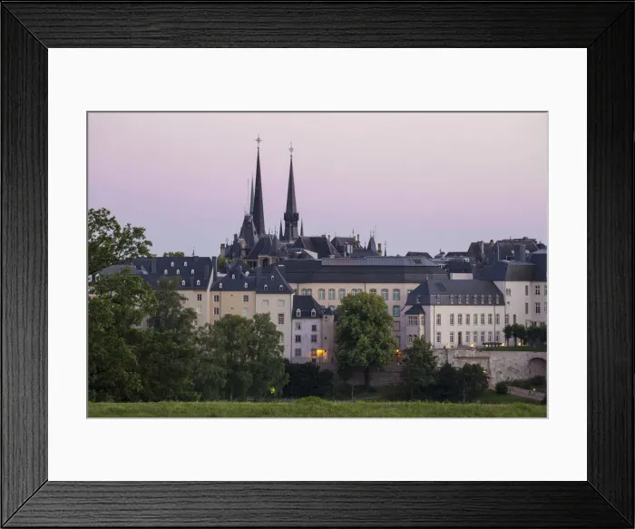 Framed Print : Luxembourg, Luxembourg City, View of Ramparts and spires of Our Lady of Luxembourg Framed Print : Luxembourg, Luxembourg City, View of Ramparts and spires of Our Lady of Luxembourg