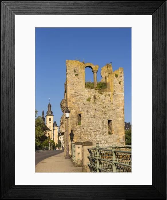 Framed Print : Luxembourg, Luxembourg City, Huelen Zant tower (hollow tooth) and St Framed Print : Luxembourg, Luxembourg City, Huelen Zant tower (hollow tooth) and St