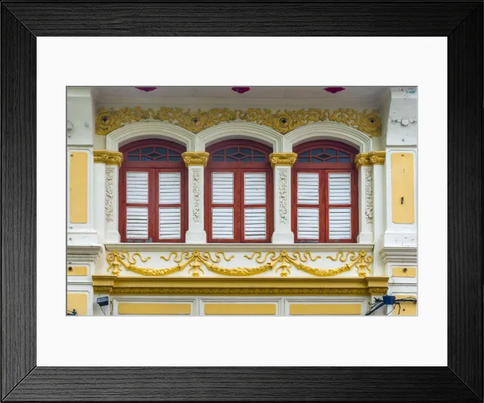 Framed Print : Malaysia, Penang, Georgetown, Shuttered Windows Framed Print : Malaysia, Penang, Georgetown, Shuttered Windows