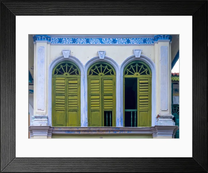 Framed Print : Malaysia, Penang, Georgetown, Shuttered Windows Framed Print : Malaysia, Penang, Georgetown, Shuttered Windows