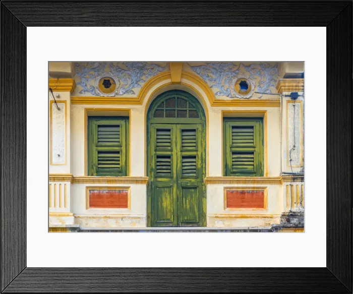 Framed Print : Malaysia, Penang, Georgetown, Shuttered Windows Framed Print : Malaysia, Penang, Georgetown, Shuttered Windows