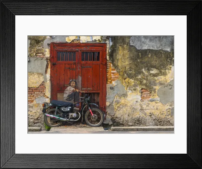 Framed Print : Malaysia, Penang, Georgetown, Ah Quee Street (Lebuh Ah Quee), Boy on a Bike Mural