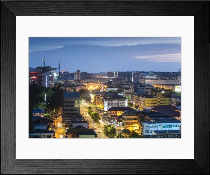 Framed Print : View over Kota Kinabalu at dusk, Sabah, Borneo, Malaysia Framed Print : View over Kota Kinabalu at dusk, Sabah, Borneo, Malaysia
