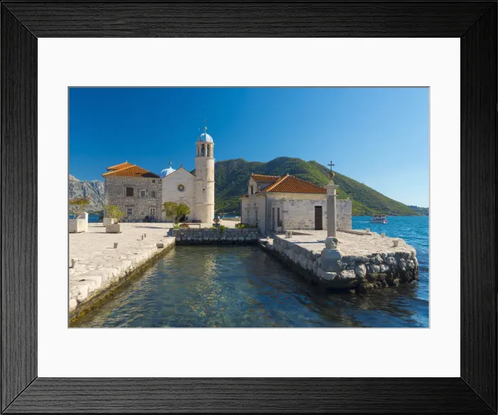 Framed Print : Montenegro, Bay of Kotor, Perast, Our Lady of the Rocks Island, Church of Our Lady