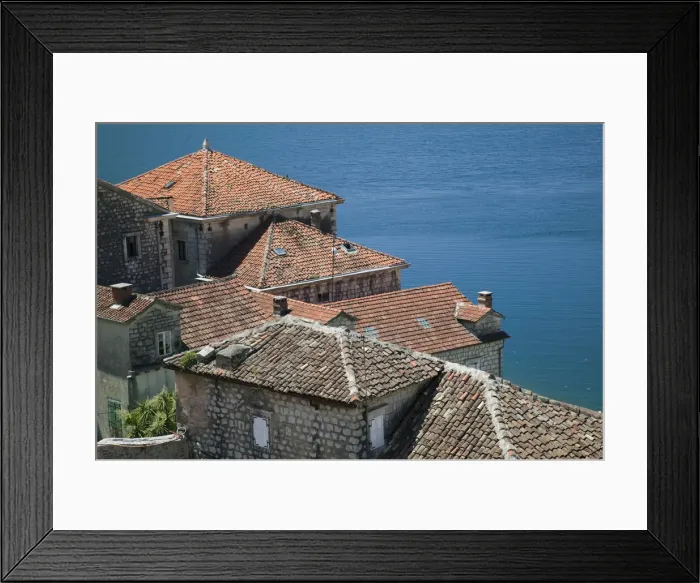 Framed Print : Montenegro, Bay of Kotorska, Perast, Perast Rooftops