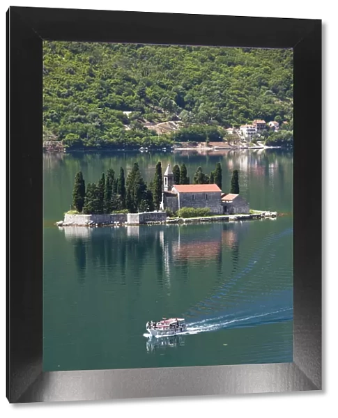 Montenegro, Bay of Kotorska, Perast, Island of St. George and Tour Boat
