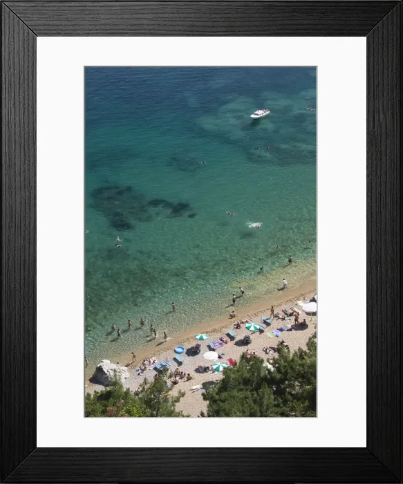 Framed Print : Montenegro, Budva, Aerial View of Mogren Beach Framed Print : Montenegro, Budva, Aerial View of Mogren Beach