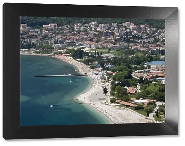 Montenegro, Budva, Budva Beach View from Cetinje Mountain Road