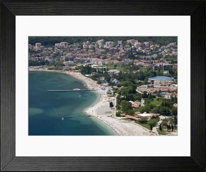Framed Print : Montenegro, Budva, Budva Beach View from Cetinje Mountain Road Framed Print : Montenegro, Budva, Budva Beach View from Cetinje Mountain Road
