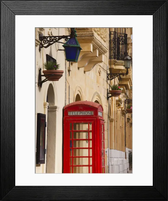Framed Print : Malta, Gozo Island, Gharb, village square with police station and British telephone box Framed Print : Malta, Gozo Island, Gharb, village square with police station and British telephone box