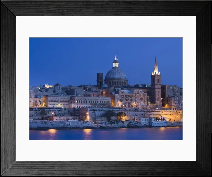 Framed Print : Malta, Valletta, skyline with St. Pauls Anglican Cathedral and Carmelite Church Framed Print : Malta, Valletta, skyline with St. Pauls Anglican Cathedral and Carmelite Church