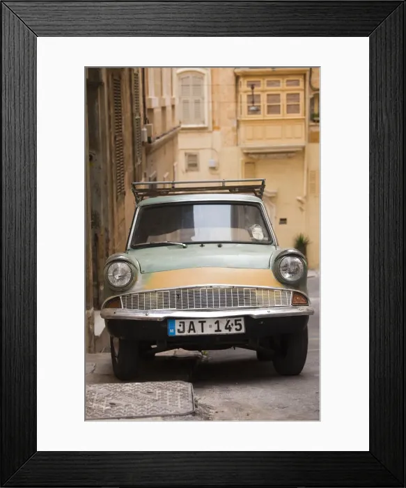 Framed Print : Malta, Valletta, early 1960s Ford Anglia car Framed Print : Malta, Valletta, early 1960s Ford Anglia car
