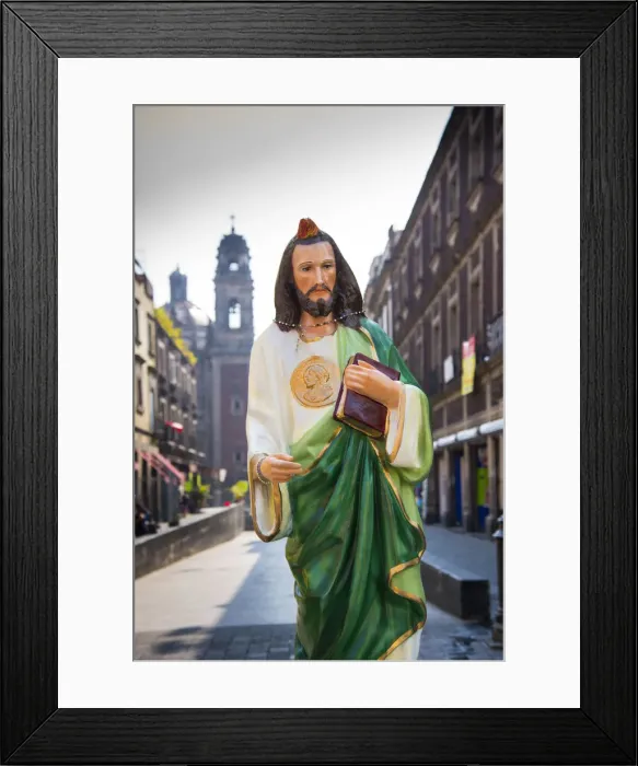 Framed Print : Mexico, Mexico City, Emiliano Zapata Street, Pedestrian Way, Jesus Christ Statue