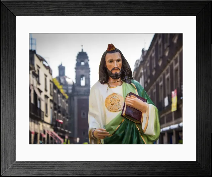 Framed Print : Mexico, Mexico City, Emiliano Zapata Street, Pedestrian Way, Jesus Christ Statue Framed Print : Mexico, Mexico City, Emiliano Zapata Street, Pedestrian Way, Jesus Christ Statue
