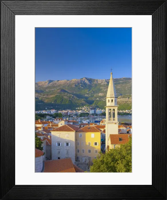 Framed Print : Montenegro, Budva, Old Town, Stari Grad, Sveti Ivan, Church of Saint John