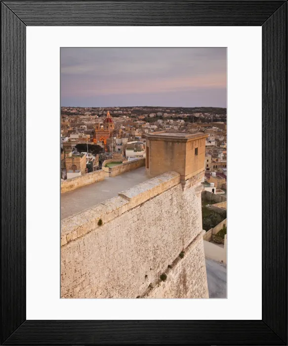 Framed Print : Malta, Gozo Island, Victoria-Rabat, elevated town view with Basilica of St