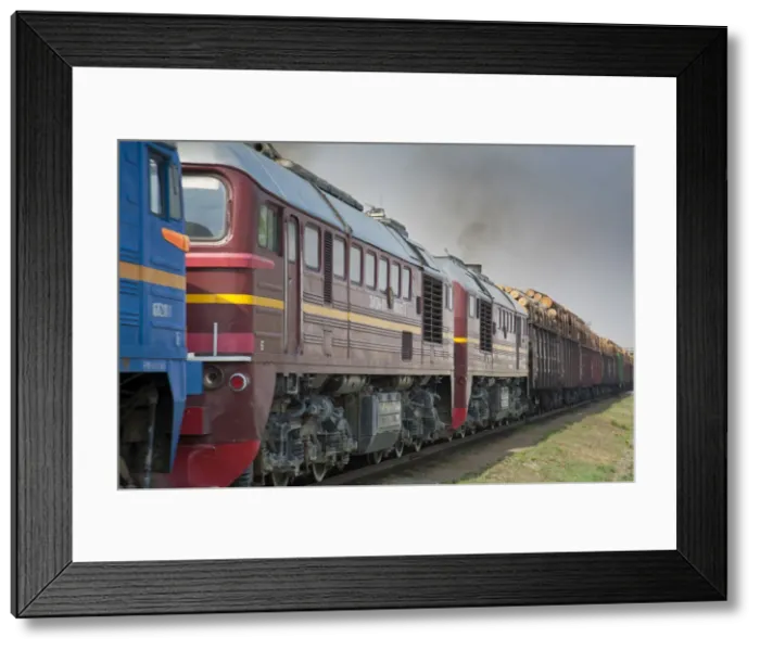 Framed Print : Mongolia, Ulaanbaatar, Train approaching Ulaanbaatar railway station Framed Print : Mongolia, Ulaanbaatar, Train approaching Ulaanbaatar railway station