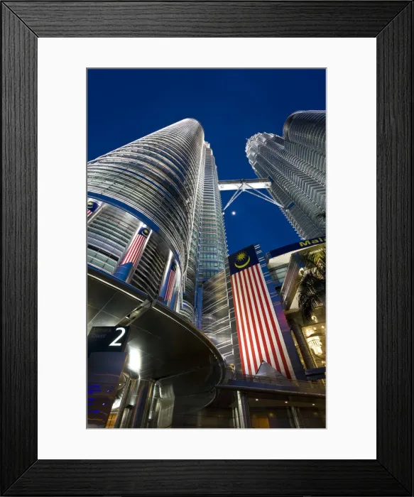 Framed Print : Malaysia, Kuala Lumpur, Petronas Towers and Malaysian national flag Framed Print : Malaysia, Kuala Lumpur, Petronas Towers and Malaysian national flag