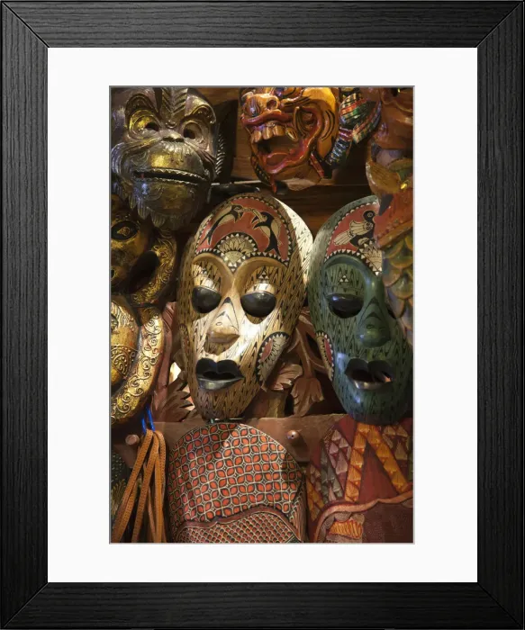 Framed Print : Face masks from Sarawak (Malaysian Borneo), Central Market, China Town, Kuala Lumpur