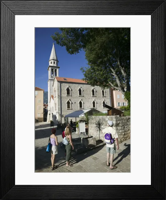 Framed Print : Montenegro, Budva, Old Town (Stari Grad), Old Town Church