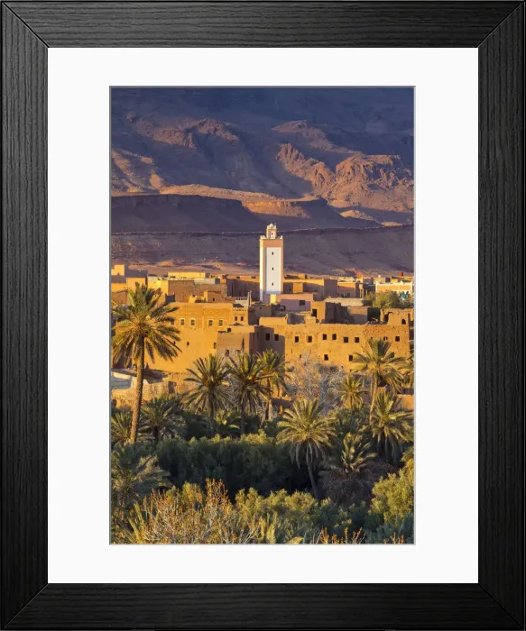 Framed Print : Tinerhir Kasbahs & Palmery illuminated at sunset, Tinghir, Morocco Framed Print : Tinerhir Kasbahs & Palmery illuminated at sunset, Tinghir, Morocco